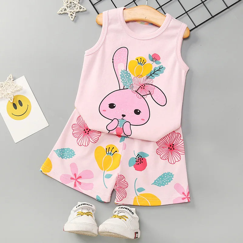 Pyjama Enfant Été 1 à 10 Ans – Ensemble Débardeur & Short | Motifs Animaux et Dinosaures | Coton Respirant