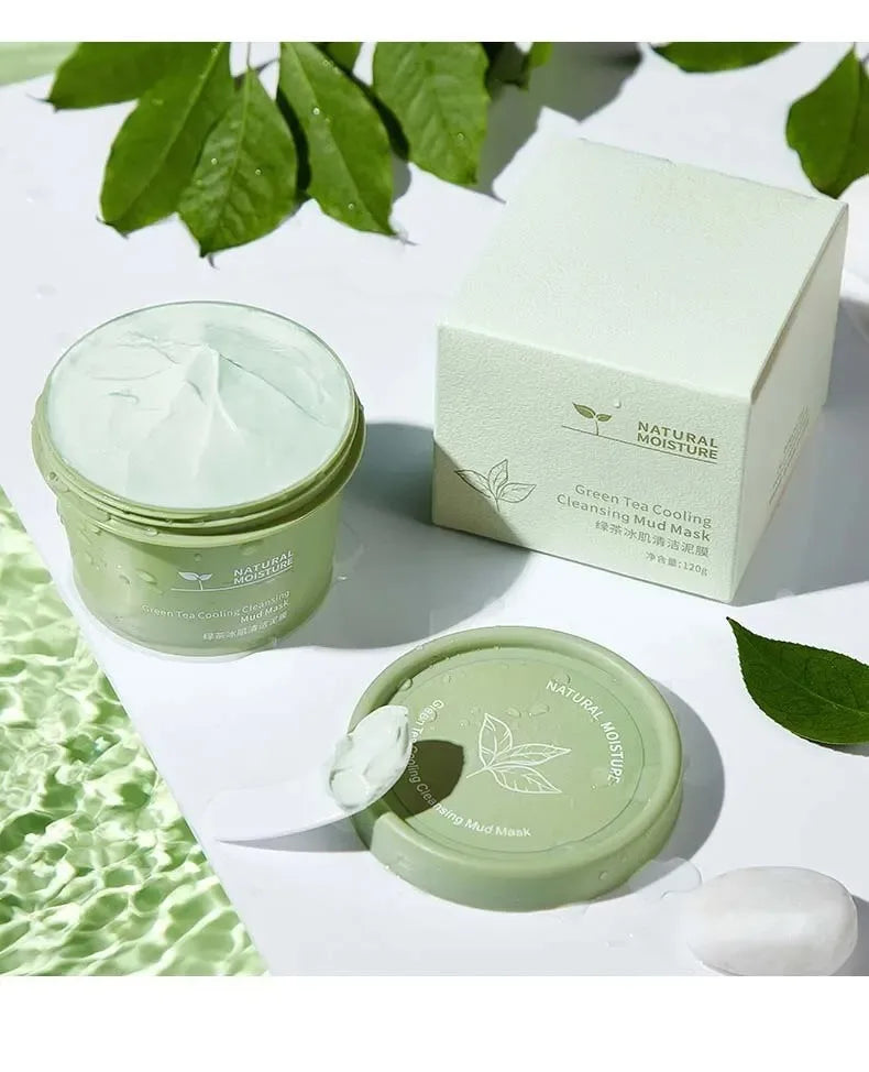 Masque Visage Glacé au Thé Vert 120g – Nettoyant, Anti-Imperfections & Hydratant