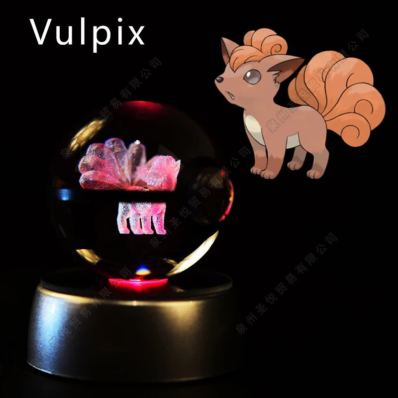 Boule Pokémon Cristal 3D avec Lumière – Pikachu, Gengar, Mewtwo | Pokéball Lumineuse Cadeau Enfant