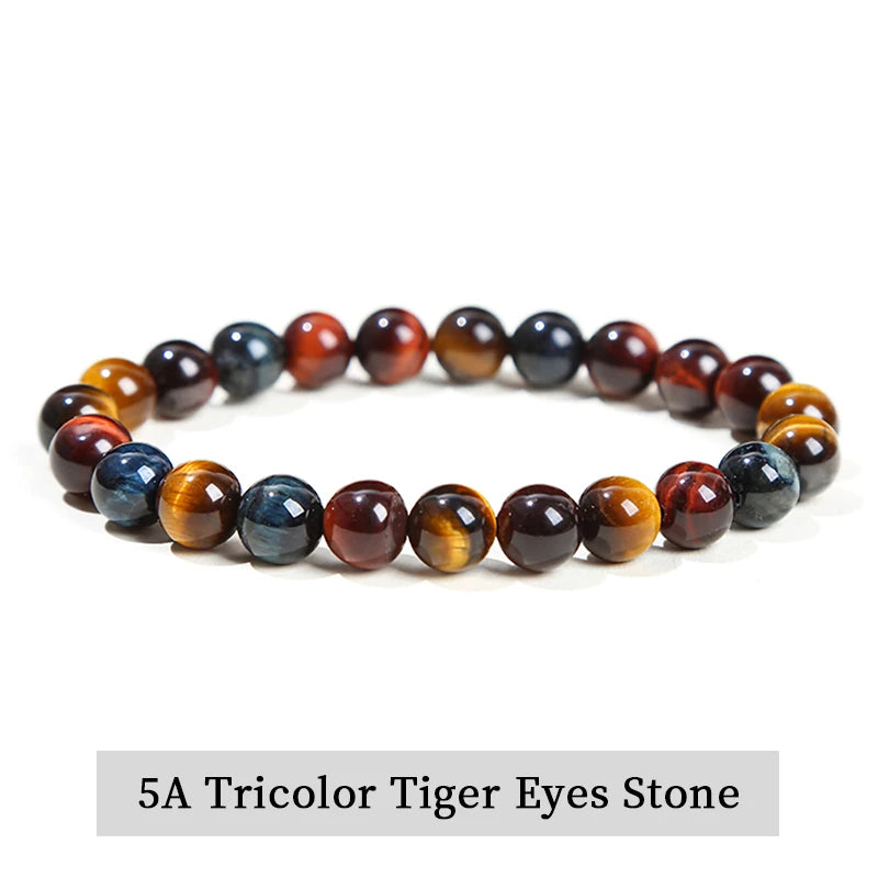 Bracelet en Pierres Naturelles – Améthyste, Œil de Tigre, Quartz, Agate | Bijou Énergétique Unisexe |