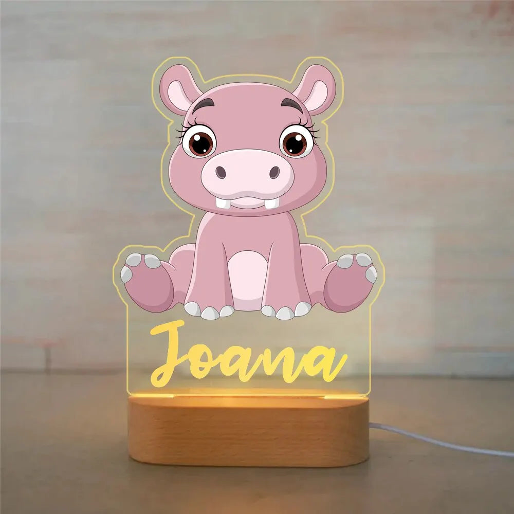 Veilleuse Enfant Personnalisée avec Prénom – Lampe Acrylique Animaux | Déco Chambre Bébé & Cadeau Naissance