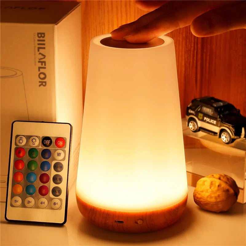 Veilleuse LED 13 Couleurs Changeantes – Tactile & Télécommande | Lampe de Chevet Rechargeable USB