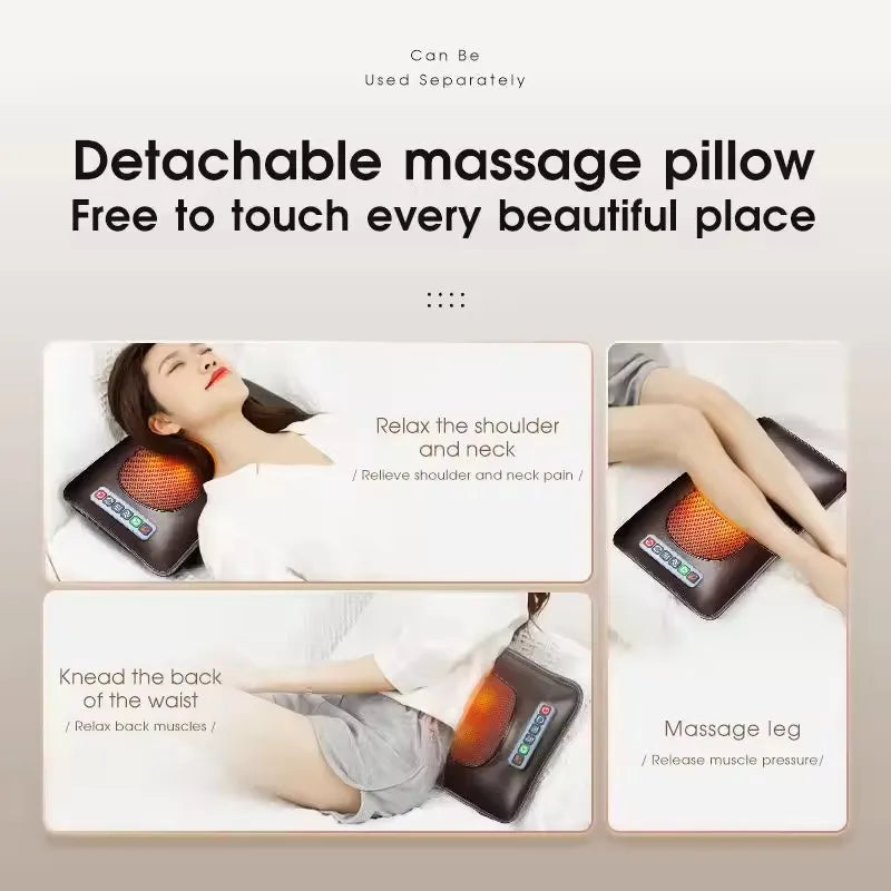 Matelas de Massage Électrique Complet avec Chauffage et Coussin Détachable