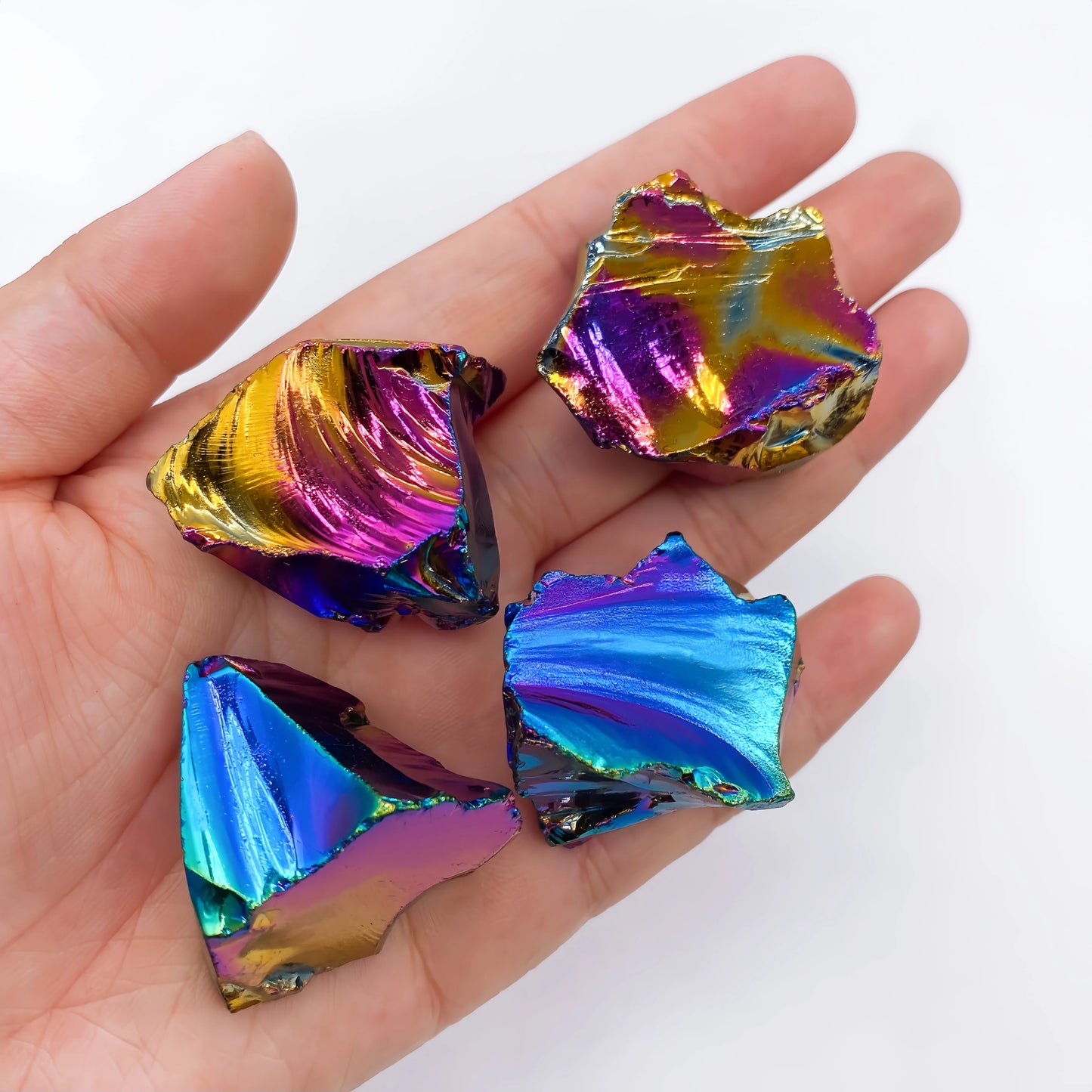 Cristal Brut d’Obsidienne Aura – Pierre Naturelle Brillante pour Reiki & Déco