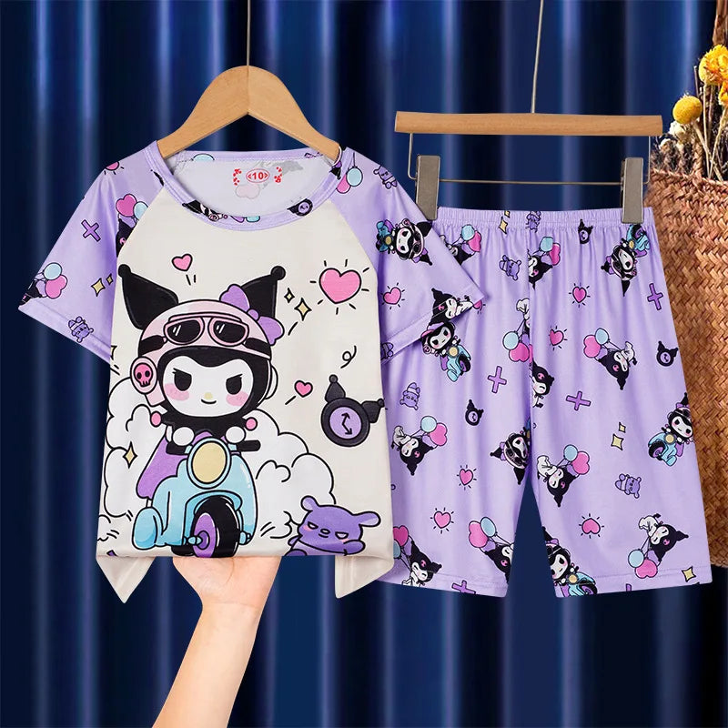 Pyjama Enfant Été – Ensemble Manches Courtes Motifs Cartoon Fille & Garçon