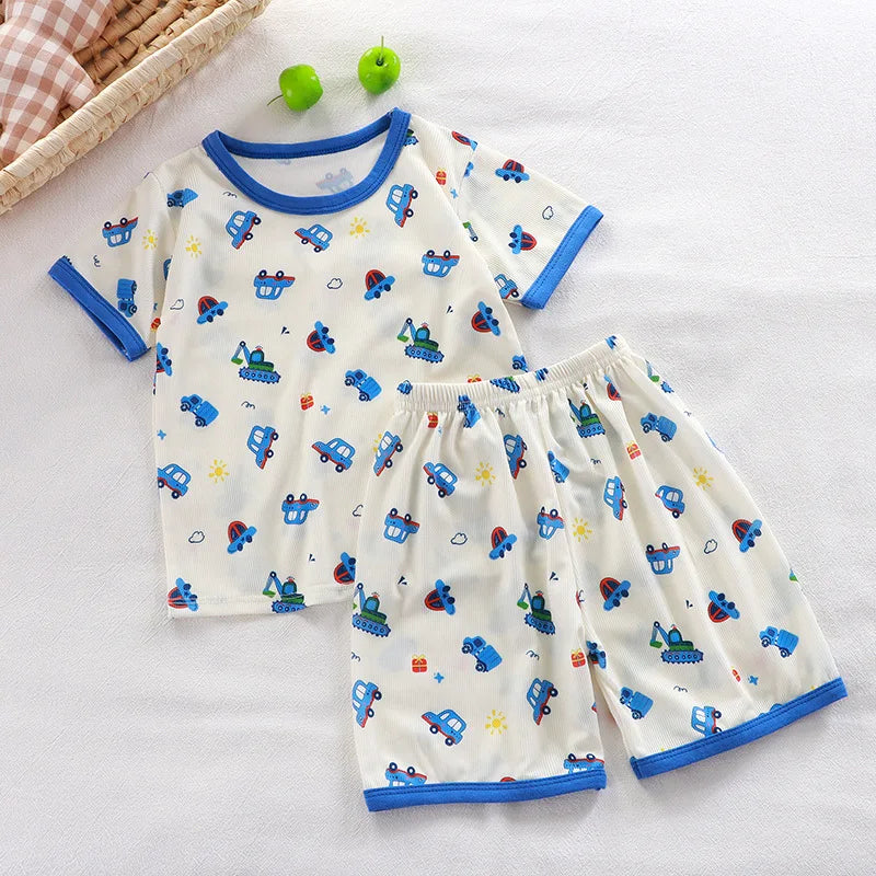 Pyjama Bébé & Enfant – Ensemble à Manches Courtes | Motifs Cartoon Confortables | Pyjamas Été & Homewear