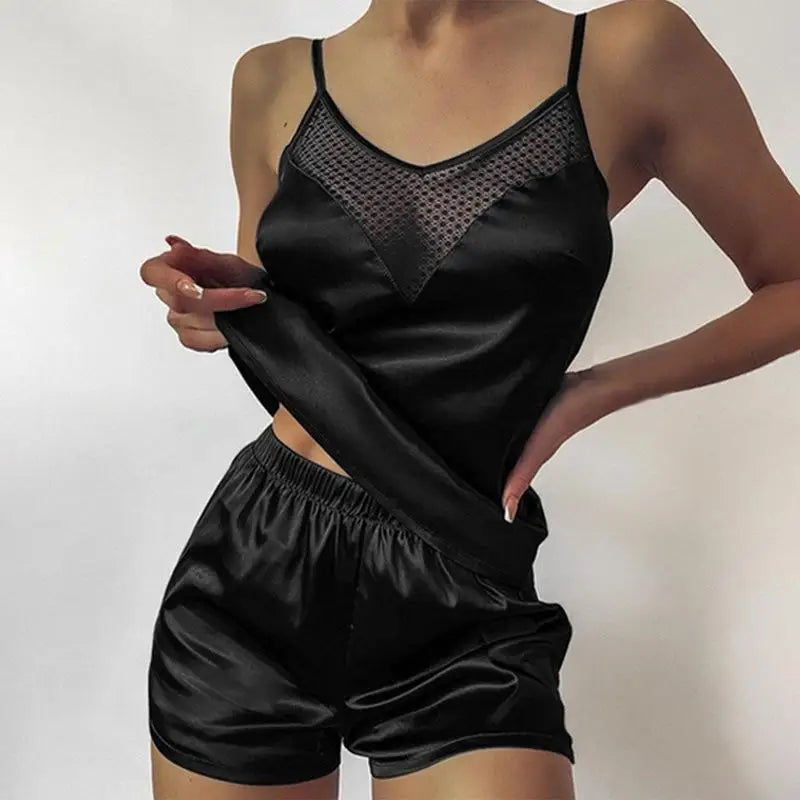 Pyjama Femme Été – Bretelles Fines & Short Imprimé