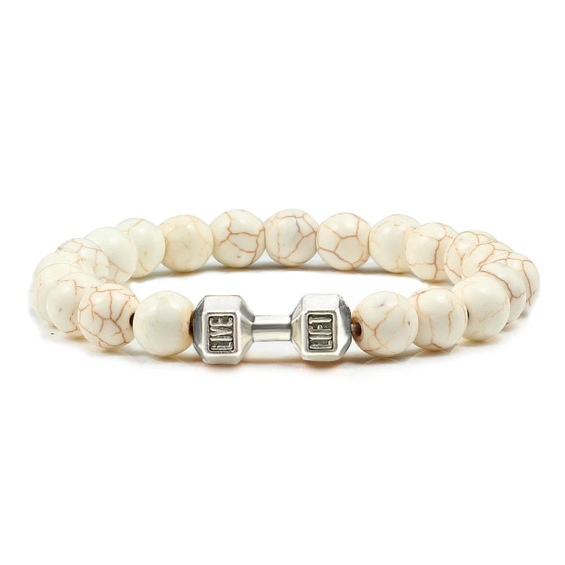 Bracelet Pierre de Lave Noire & Blanche – Bijou Sport, Force & Équilibre