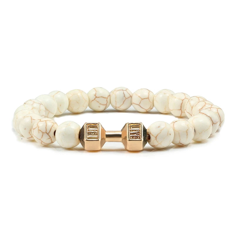 Bracelet Pierre de Lave Noire & Blanche – Bijou Sport, Force & Équilibre