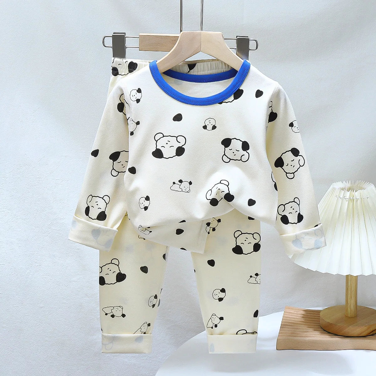Pyjama Enfant Printemps & Automne – Ensemble Haut + Pantalon en Coton Lycra Doux | Sous-vêtements Bébé & Homewear