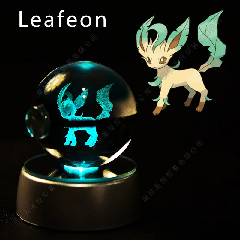 Boule Pokémon Cristal 3D avec Lumière – Pikachu, Gengar, Mewtwo | Pokéball Lumineuse Cadeau Enfant