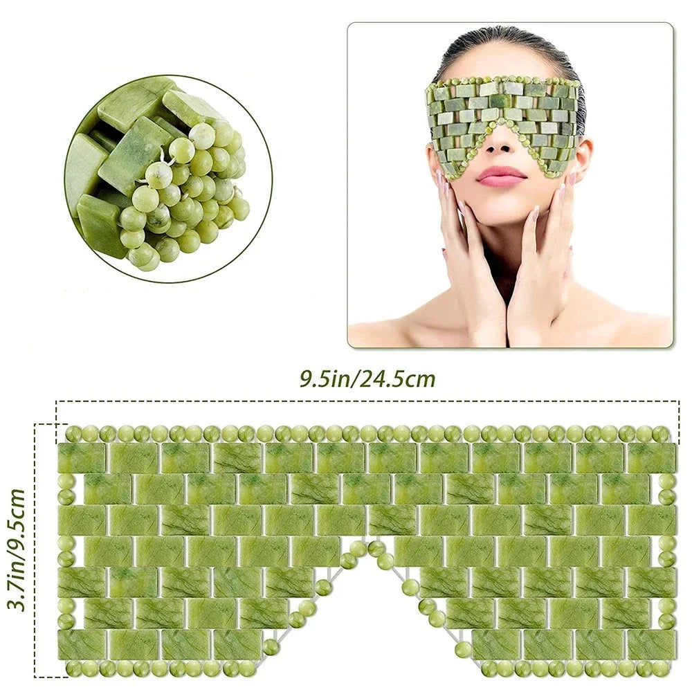 Masque de massage rafraîchissant pour les yeux en jade naturel, pour la relaxation des yeux, sommeil réparateur...