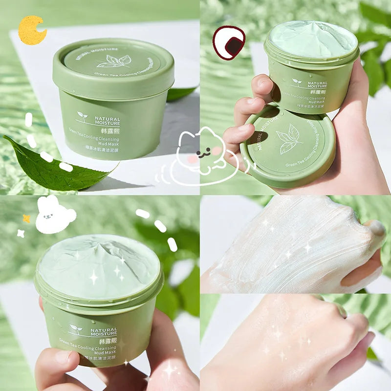 Masque Visage Glacé au Thé Vert 120g – Nettoyant, Anti-Imperfections & Hydratant