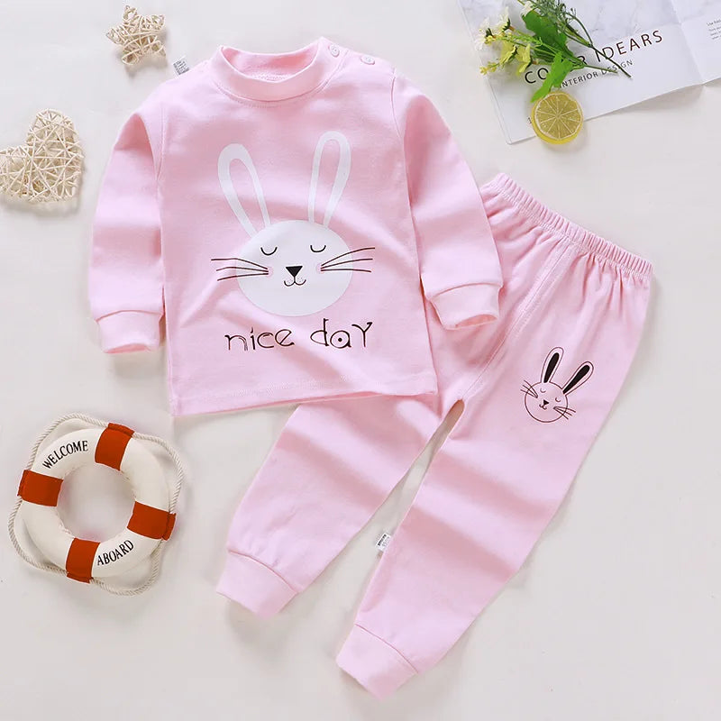 Pyjama Bébé Mi-Saison en Coton – Ensemble 2 Pièces Garçon & Fille | Sous-vêtements Confort Automne & Printemps