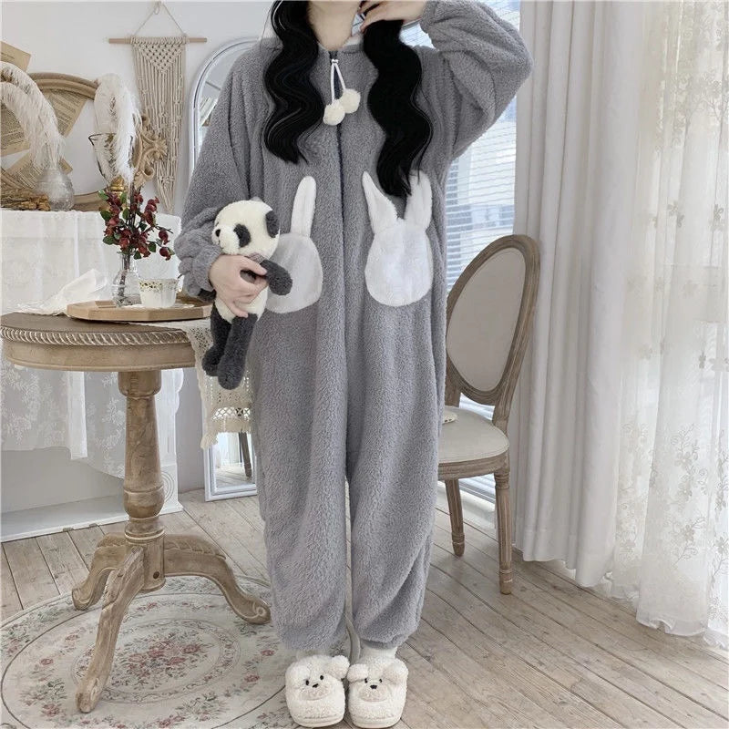 Pyjama Kigurumi Femme – Combinaison Hiver à Capuche