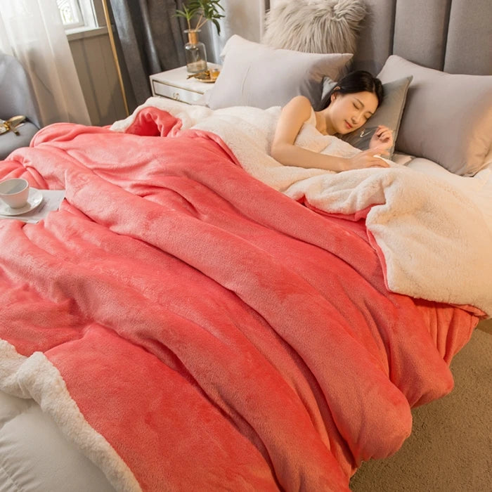 Plaid en Laine Doux et Chaud – Couverture Double Face Anti-boulochage