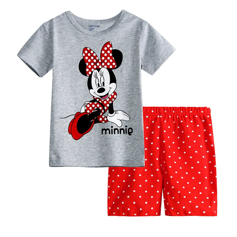 Pyjama Été Enfant – Ensemble Coton à Manches Courtes Elsa, Minnie & Autres Motifs | Fille & Bébé