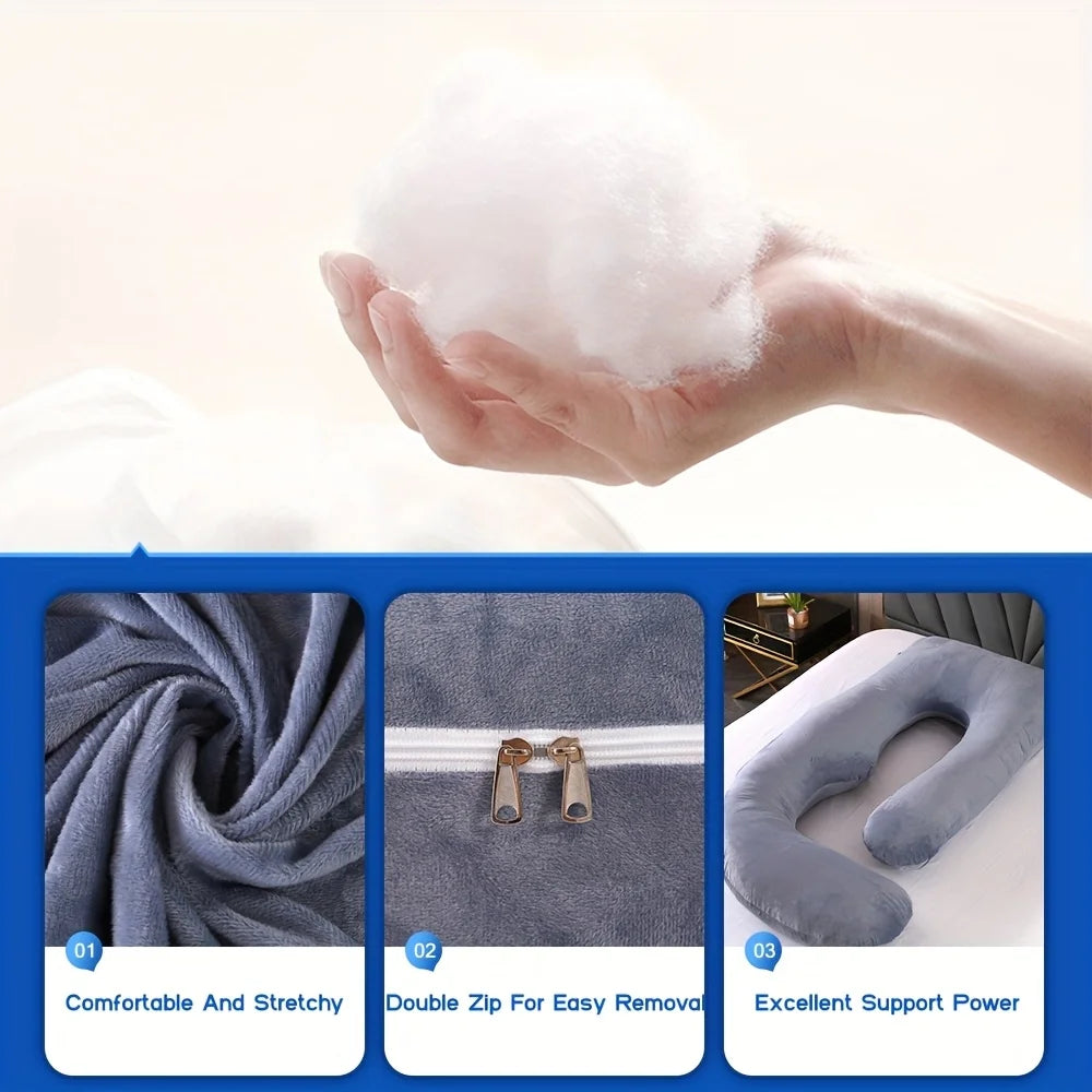 Oreiller de Corps Complet 60" – Coussin de Grossesse & Soutien Total | Dos, Jambes, Hanches & Ventre | Housse Incluse