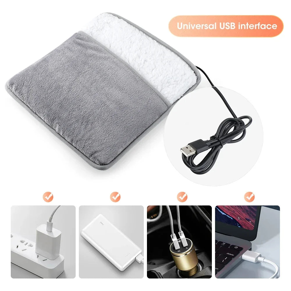 Chauffe-Pieds Électrique USB en Peluche – Coussin Chauffant Doux & Lavable
