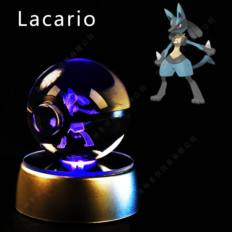 Boule Pokémon Cristal 3D avec Lumière – Pikachu, Gengar, Mewtwo | Pokéball Lumineuse Cadeau Enfant
