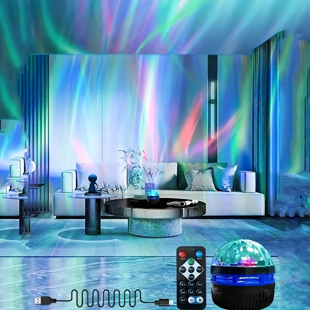 Projecteur Galaxy Aurora USB 360° | Lampe LED Multicolore avec Télécommande