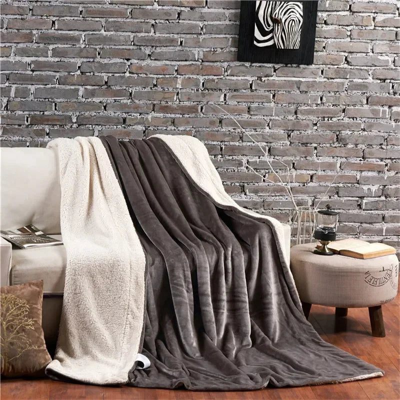 Plaid en Laine Doux et Chaud – Couverture Double Face Anti-boulochage