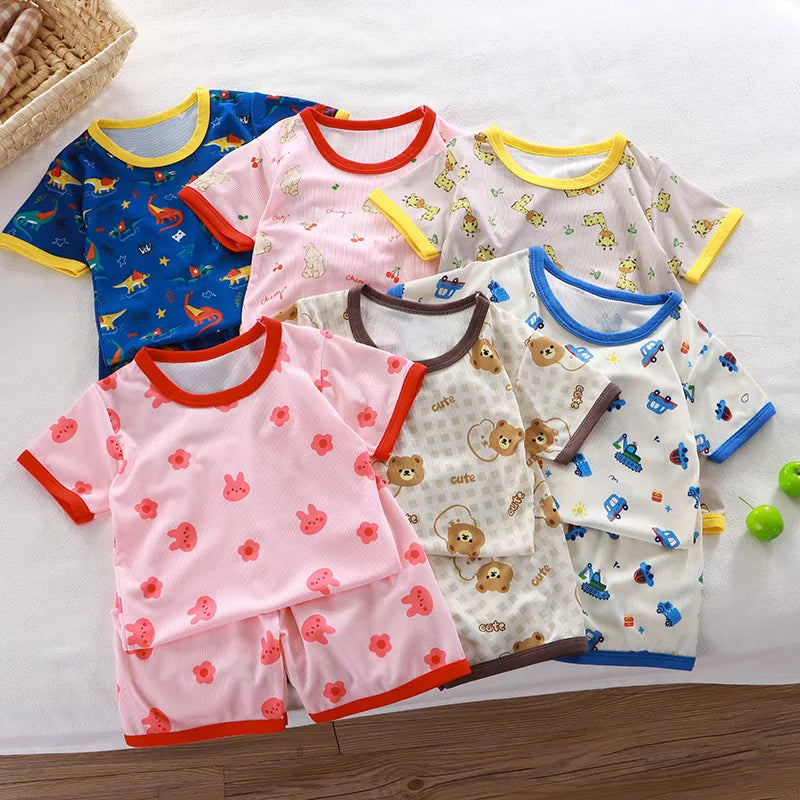 Pyjama Bébé & Enfant – Ensemble à Manches Courtes | Motifs Cartoon Confortables | Pyjamas Été & Homewear