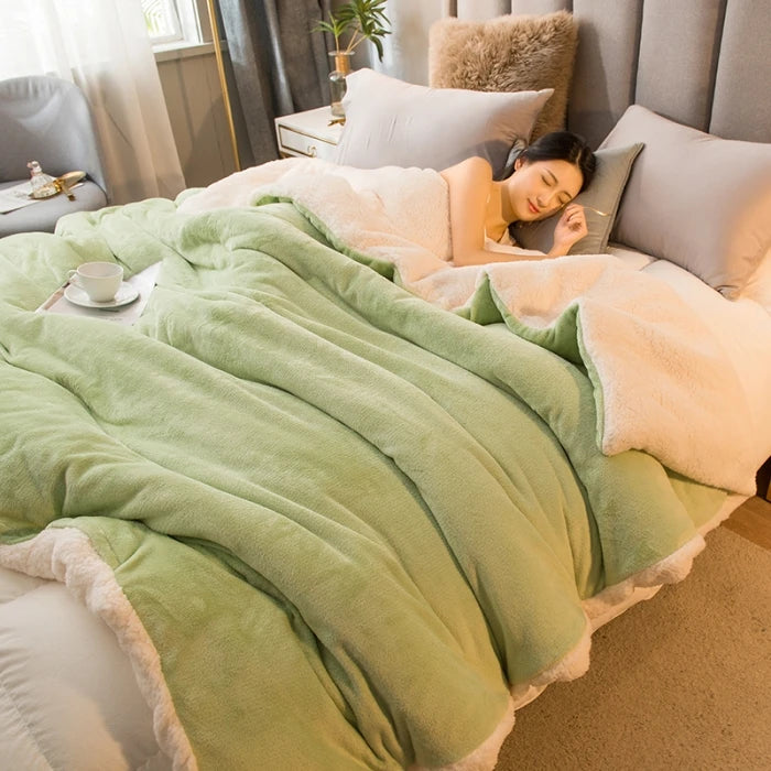 Plaid en Laine Doux et Chaud – Couverture Double Face Anti-boulochage