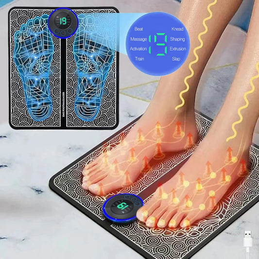 Electrostimulator Foot Massager – 8 Modes &amp; 19 Levels – Relieves Plantar Pain
