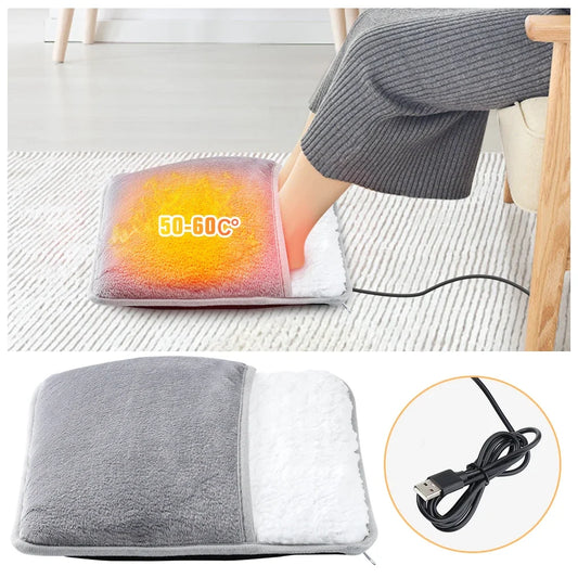 Chauffe-Pieds Électrique USB en Peluche – Coussin Chauffant Doux & Lavable