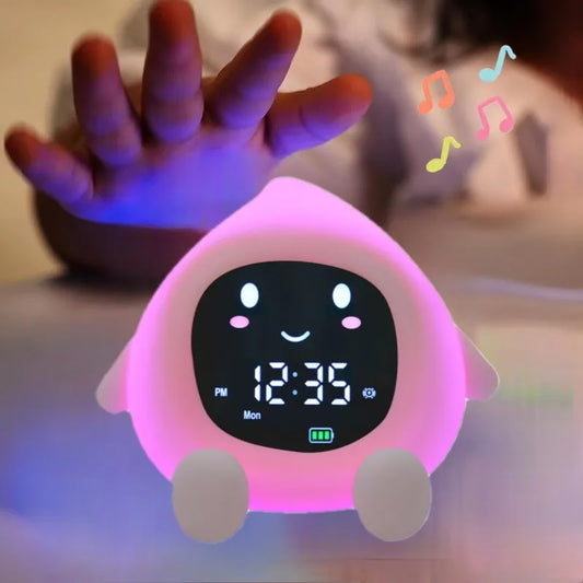 Réveil Enfant LED en Forme de Fruit – Lampe de Nuit, Minuteur Silencieux & Alarme 6-en-1