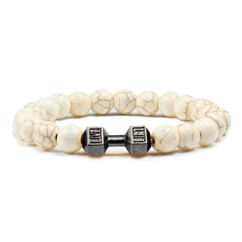 Bracelet Pierre de Lave Noire & Blanche – Bijou Sport, Force & Équilibre