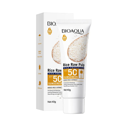BIOAQUA Écran Solaire Visage & Corps au Riz – SPF 50+ | Protection UV Éclaircissante & Hydratante