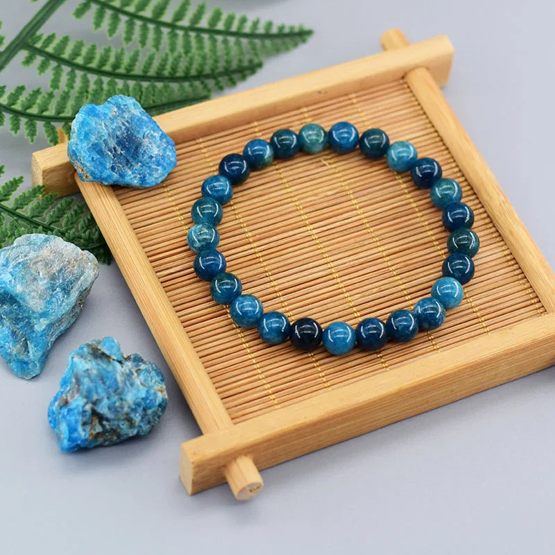 Bracelet en Apatite Bleue Naturelle – Énergie, Circulation & Vitalité