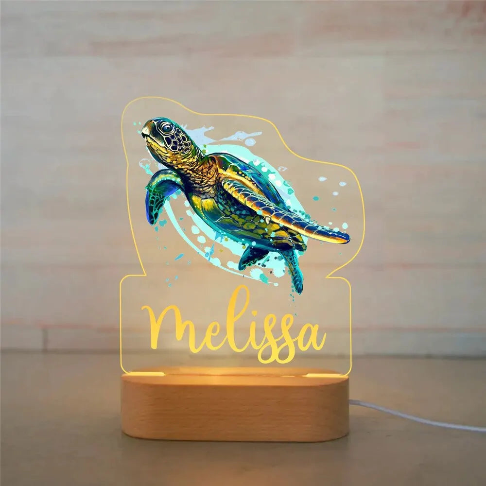 Veilleuse Enfant Personnalisée avec Prénom – Lampe Acrylique Animaux | Déco Chambre Bébé & Cadeau Naissance