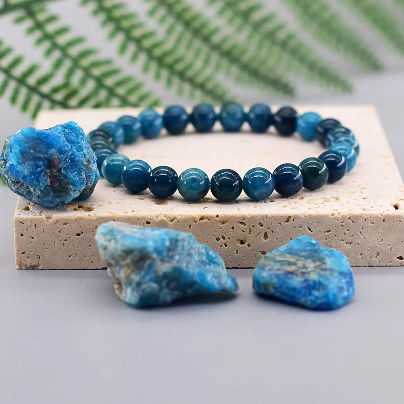 Bracelet en Apatite Bleue Naturelle – Énergie, Circulation & Vitalité