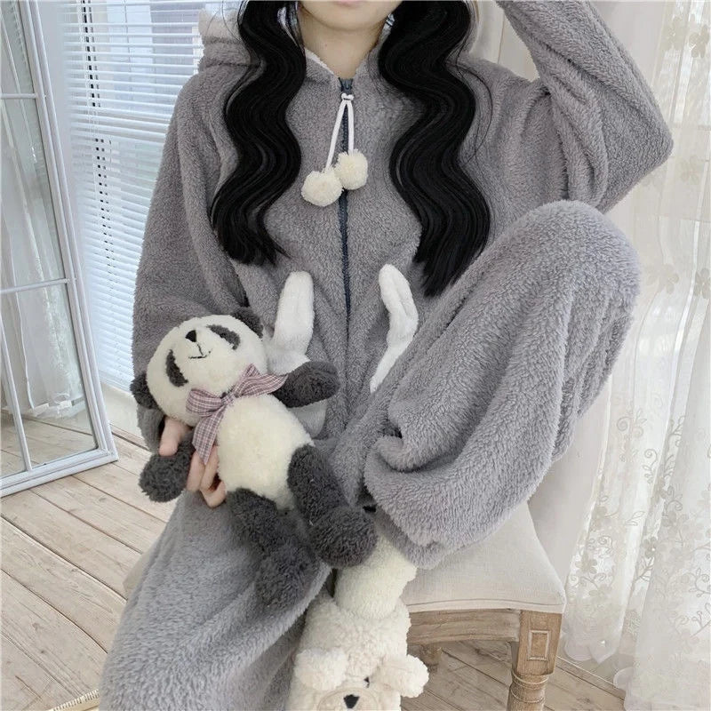 Pyjama Kigurumi Femme – Combinaison Hiver à Capuche