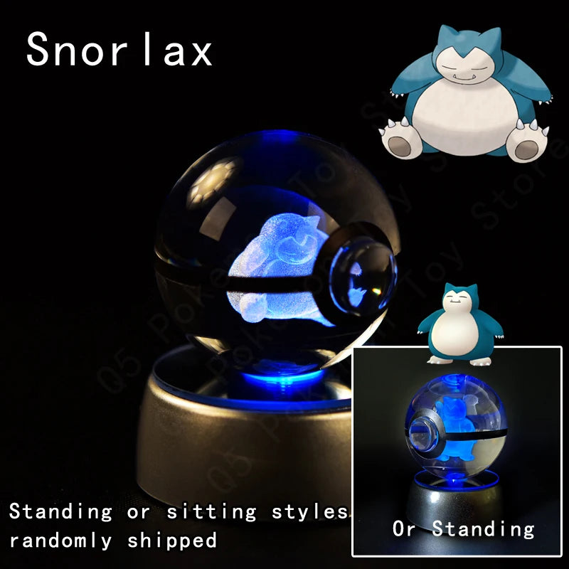 Boule Pokémon Cristal 3D avec Lumière – Pikachu, Gengar, Mewtwo | Pokéball Lumineuse Cadeau Enfant