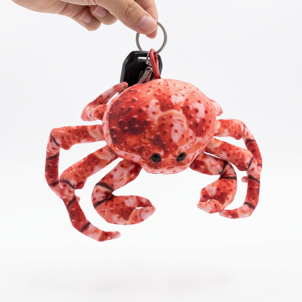 Peluche crabe royal réaliste, doudou crabe rouge 40 cm ou porte-clés