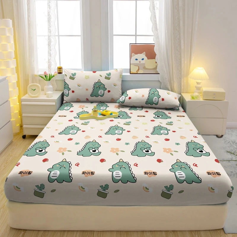 Drap-Housse Mat Imprimé – Motifs Animaux Ludiques | Housse de Lit Cartoon pour Chambre Enfant ou Adulte