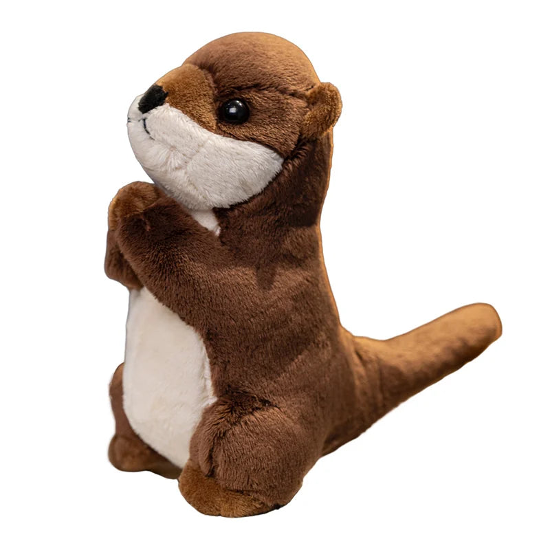 Doudou loutre porte-bonheur en peluche, 18 cm, vue de profil