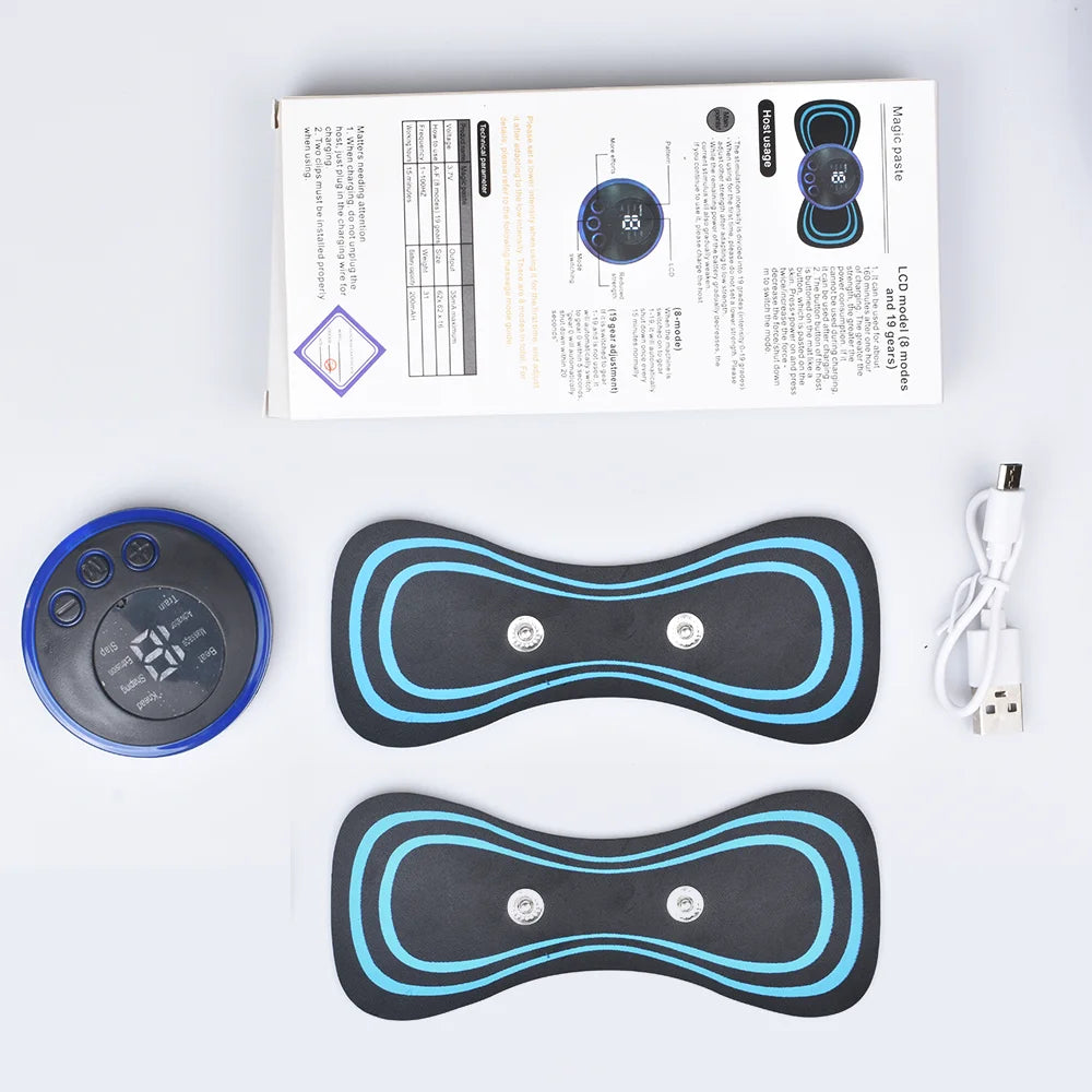 Mini EMS Electric Neck Massager, Cervical Vertebrae Back Massage Patch, Relieve Muscle Fatigue