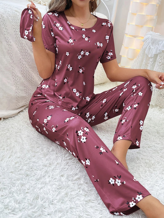 Pyjama Femme Cœur – Ensemble Décontracté à Manches Courtes & Pantalon Long | Confort & Douceur à la Maison