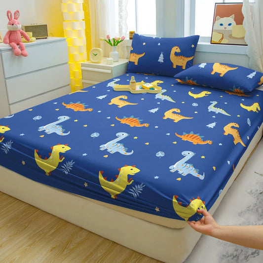 Drap-Housse Mat Imprimé – Motifs Animaux Ludiques | Housse de Lit Cartoon pour Chambre Enfant ou Adulte