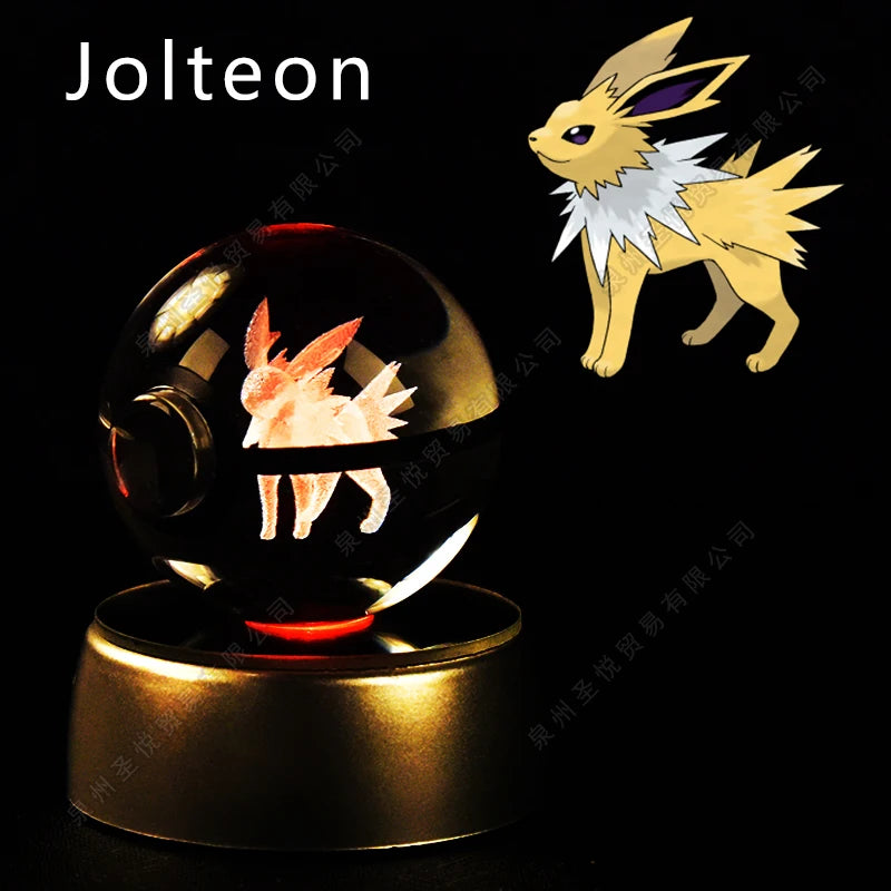 Boule Pokémon Cristal 3D avec Lumière – Pikachu, Gengar, Mewtwo | Pokéball Lumineuse Cadeau Enfant