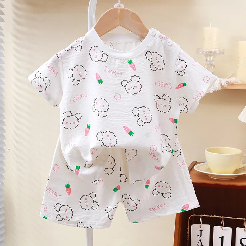 Pyjama Enfant Été – Ensemble Léger Unisexe Garçon & Fille | Couleurs Unies, Tissu Ultra Doux & Confortable