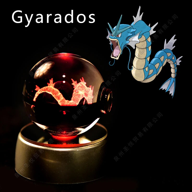 Boule Pokémon Cristal 3D avec Lumière – Pikachu, Gengar, Mewtwo | Pokéball Lumineuse Cadeau Enfant