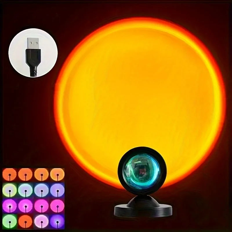 Lampe Sunset LED 16 Couleurs avec Télécommande – Lumière Ambiance Coucher de Soleil | Déco Chambre & Relaxation
