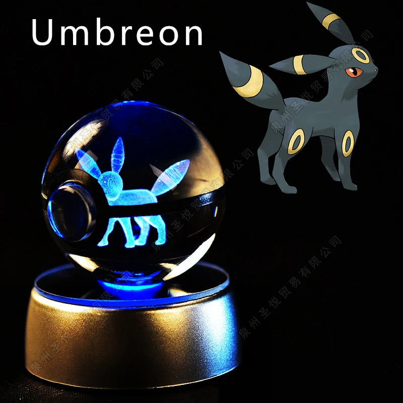 Boule Pokémon Cristal 3D avec Lumière – Pikachu, Gengar, Mewtwo | Pokéball Lumineuse Cadeau Enfant