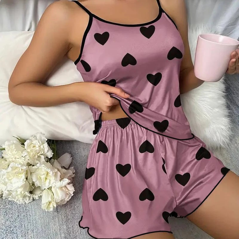Pyjama Femme Été – Bretelles Fines & Short Imprimé